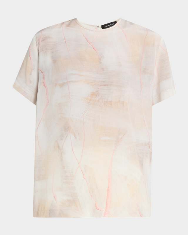 Brushed-Print Silk Crepe De Chine T-Shirt